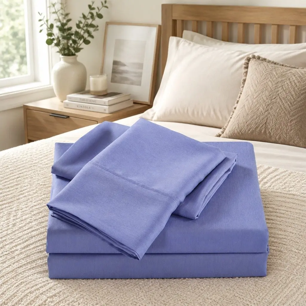 Queen Bamboo Cooling Sheet Set 2000TC Soft Bedding Mid Blue Moisture Wicking