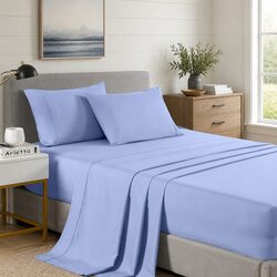 Bamboo Cooling Sheet Set 2000TC for Single Bed, Light Blue