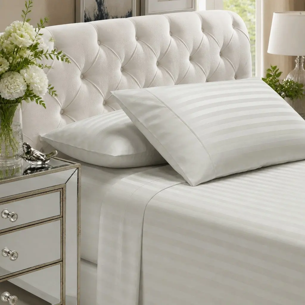 Queen Damask Stripe Sheet Set with 1200 Thread Count