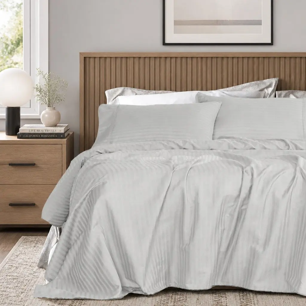Queen Damask Stripe Sheet Set with 1200 Thread Count