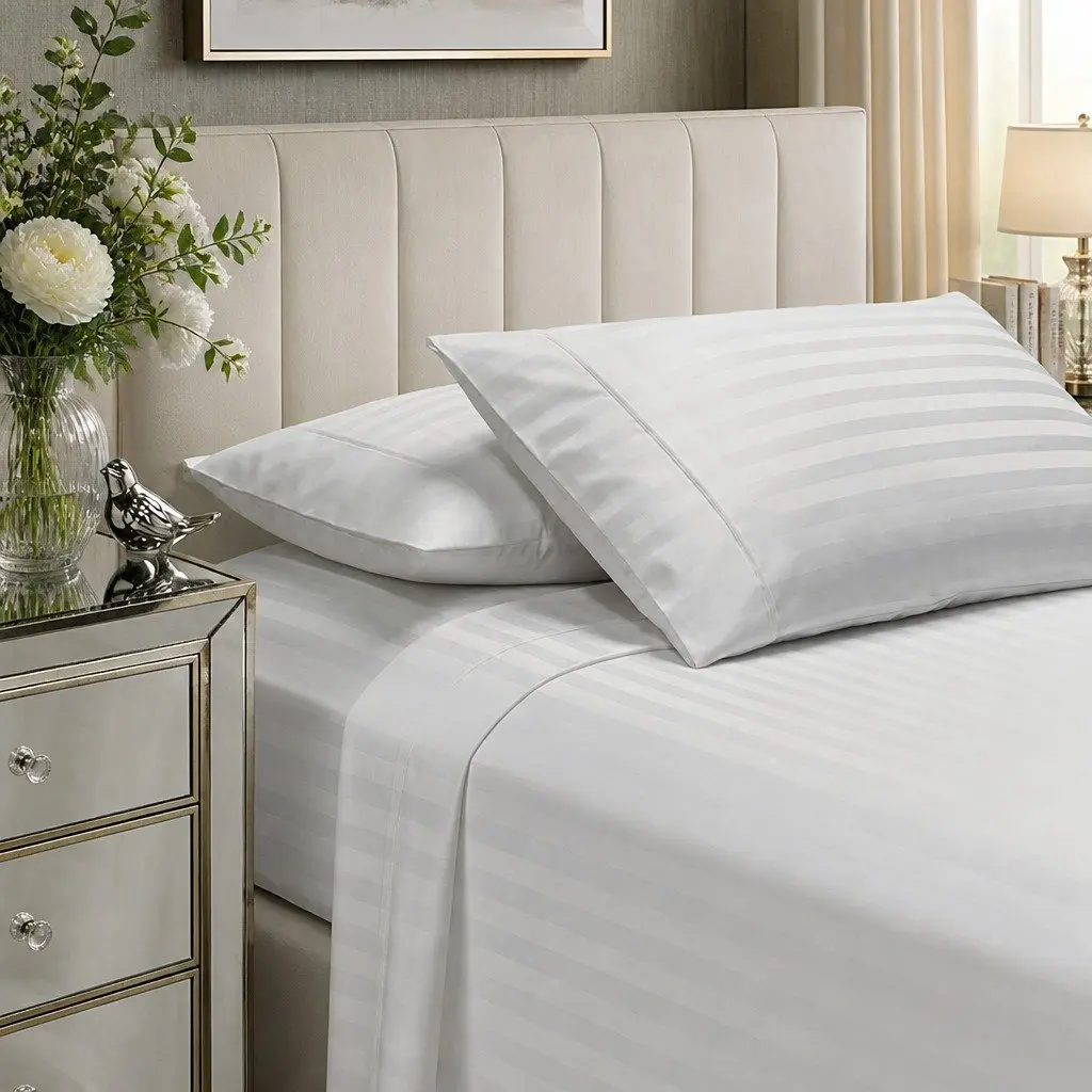 King Damask Stripe 1200 Thread Count Sateen Sheet Set