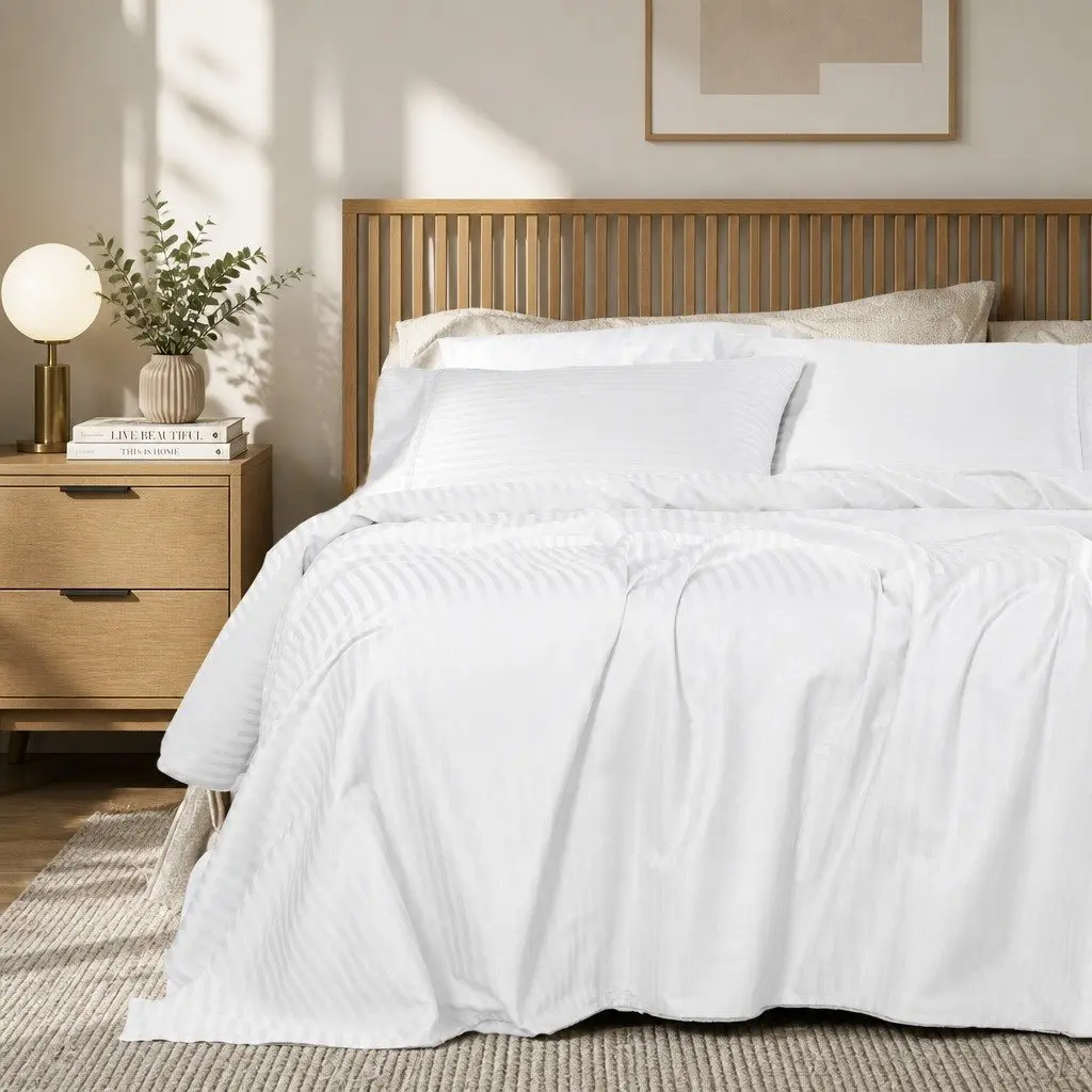 King Damask Stripe 1200 Thread Count Sateen Sheet Set