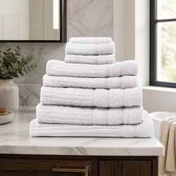 Premium 8-Piece Egyptian Cotton Towel Set - 600 GSM White