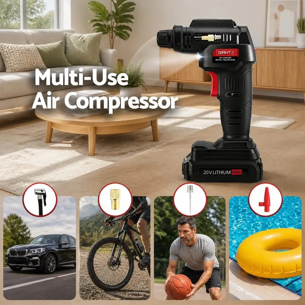 Cordless Air Compressor Pump 20V Li-ion Black 120PSI Digital