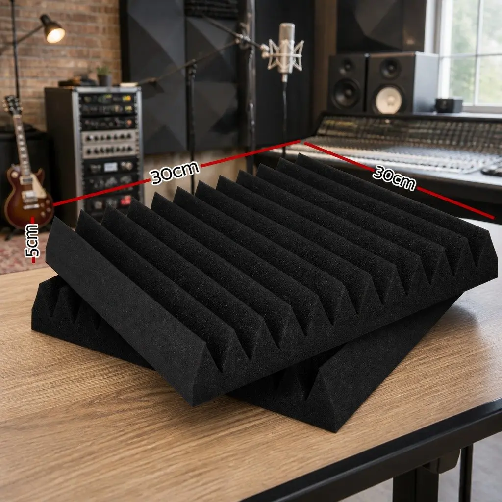 Acoustic Foam Wedge 30x30x5cm Black 20 Piece Sound Absorption Proofing Panel