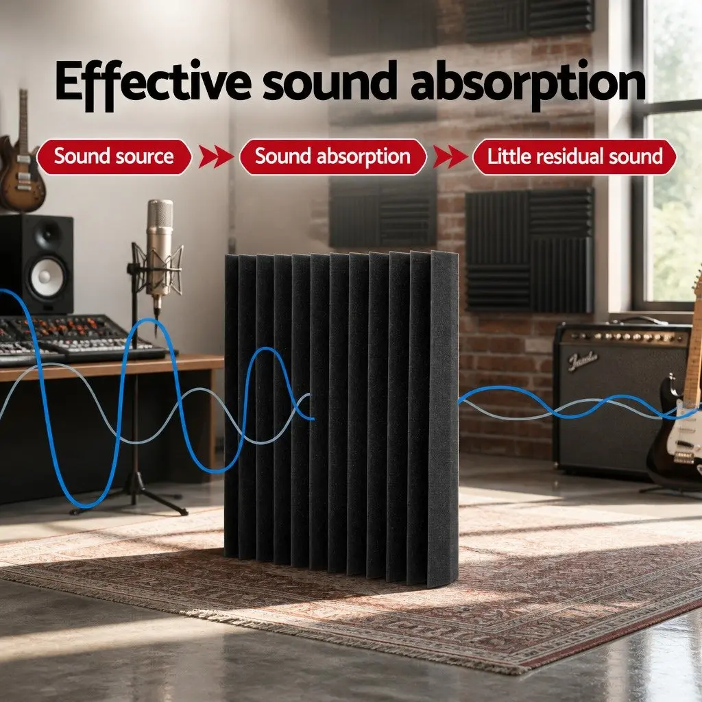 Acoustic Foam Wedge 30x30x5cm Black 20 Piece Sound Absorption Proofing Panel