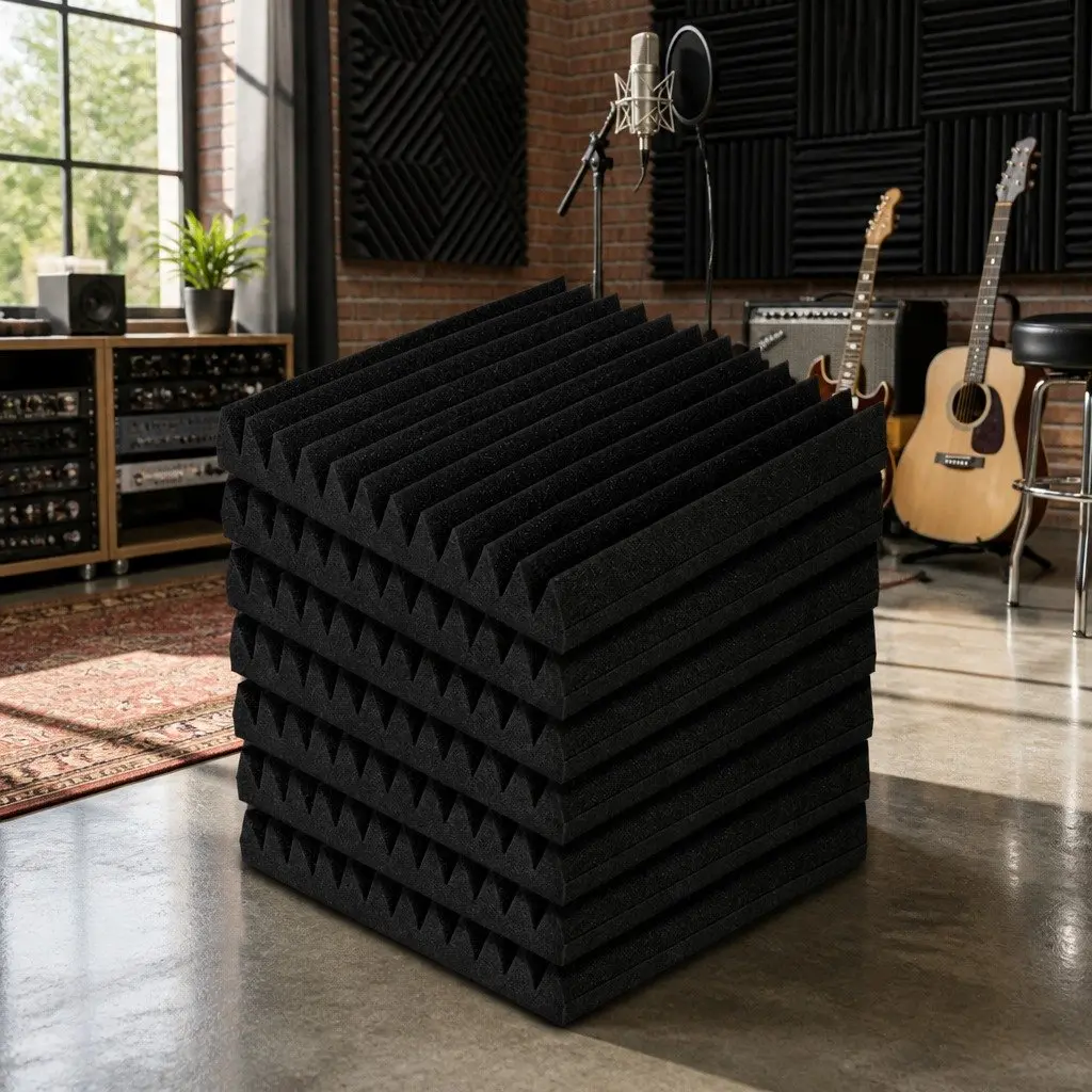 Acoustic Foam Wedge 30x30x5cm Black 20 Piece Sound Absorption Proofing Panel