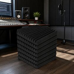 Acoustic Foam Wedge Tiles 60pcs 30x30x5cm Black Sound Absorption Studio Proofing