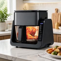 Premium 2-in-1 Air Fryer with BBQ Grill and Glass Basket