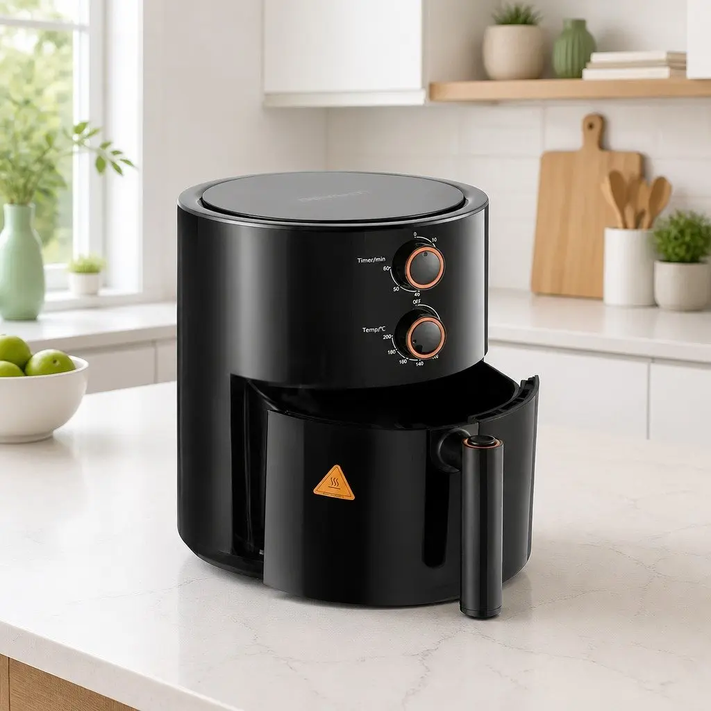 Air Fryer 4L Black Rotary Knob Control Kitchen Appliance 1500W