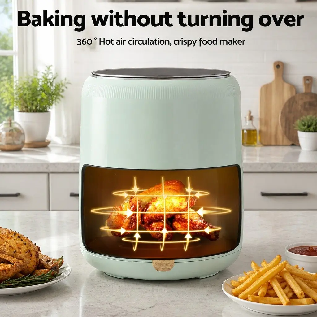 Air Fryer 5L Electric Touch Control Blue Kitchen Appliance