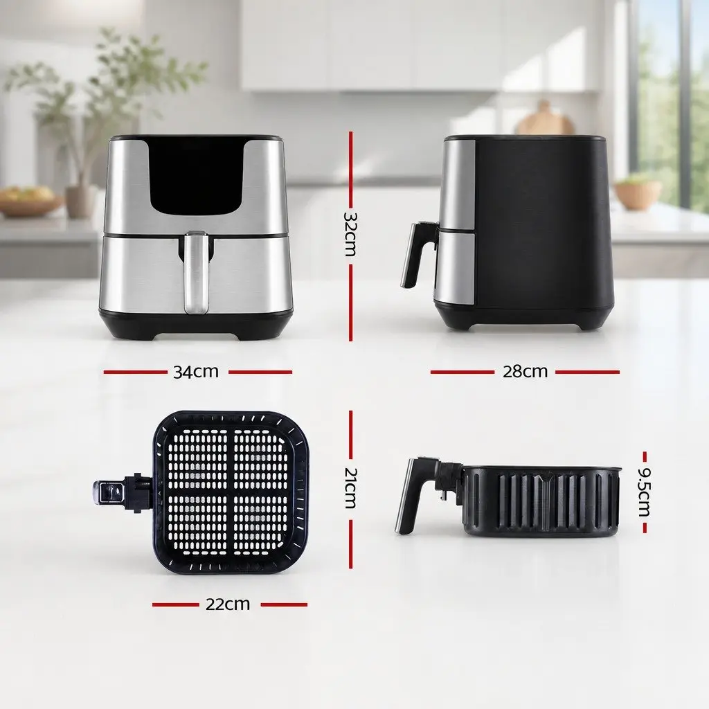 Air Fryer Stainless Steel 7L Black Kitchen Cooking Appliance