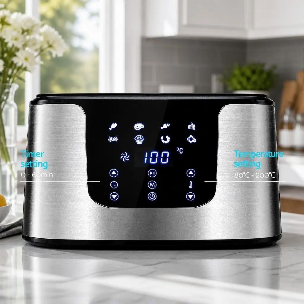 Air Fryer Stainless Steel 7L Black Kitchen Cooking Appliance