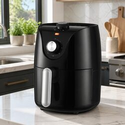 Black 2.5L Air Fryer with Rotary Control for Crispy Cooking