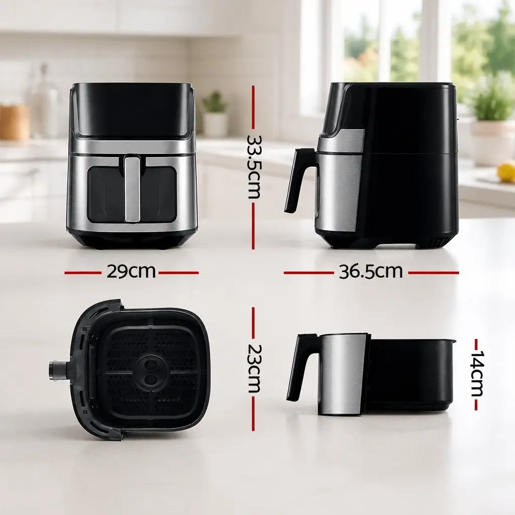 Air Fryer 6.5L Tempered Glass Black