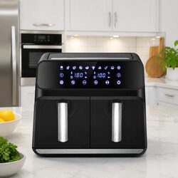 Air Fryer 8L Dual Zone Digital Touch Control Kitchen Cooking Appliance Black
