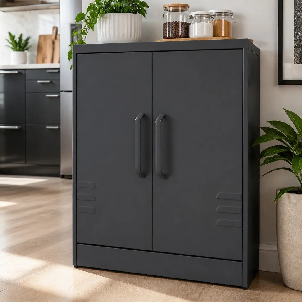 Buffet Sideboard Cold Rolled Steel 100cm Charcoal Black
