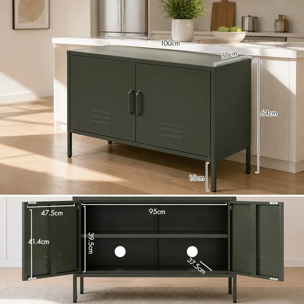Metal Storage Buffet Sideboard with Adjustable Shelf