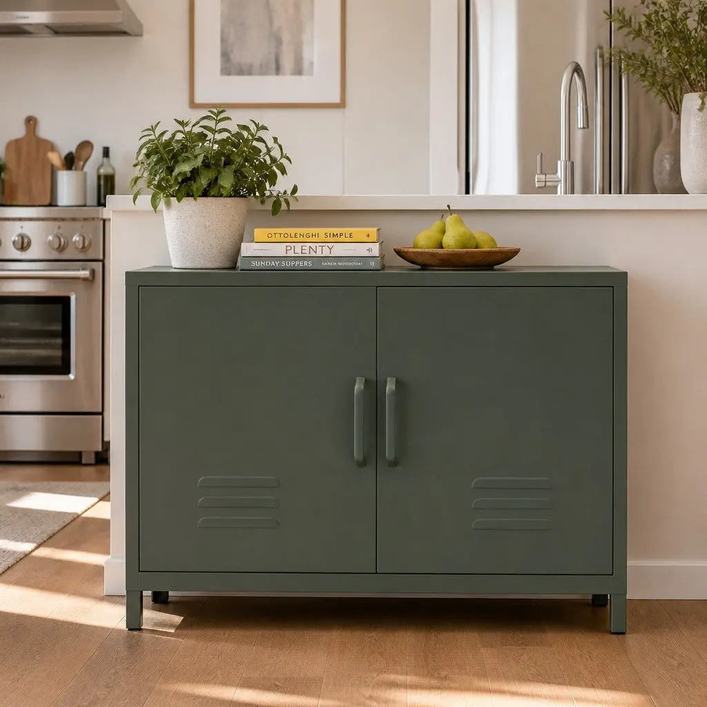 Metal Storage Buffet Sideboard with Adjustable Shelf
