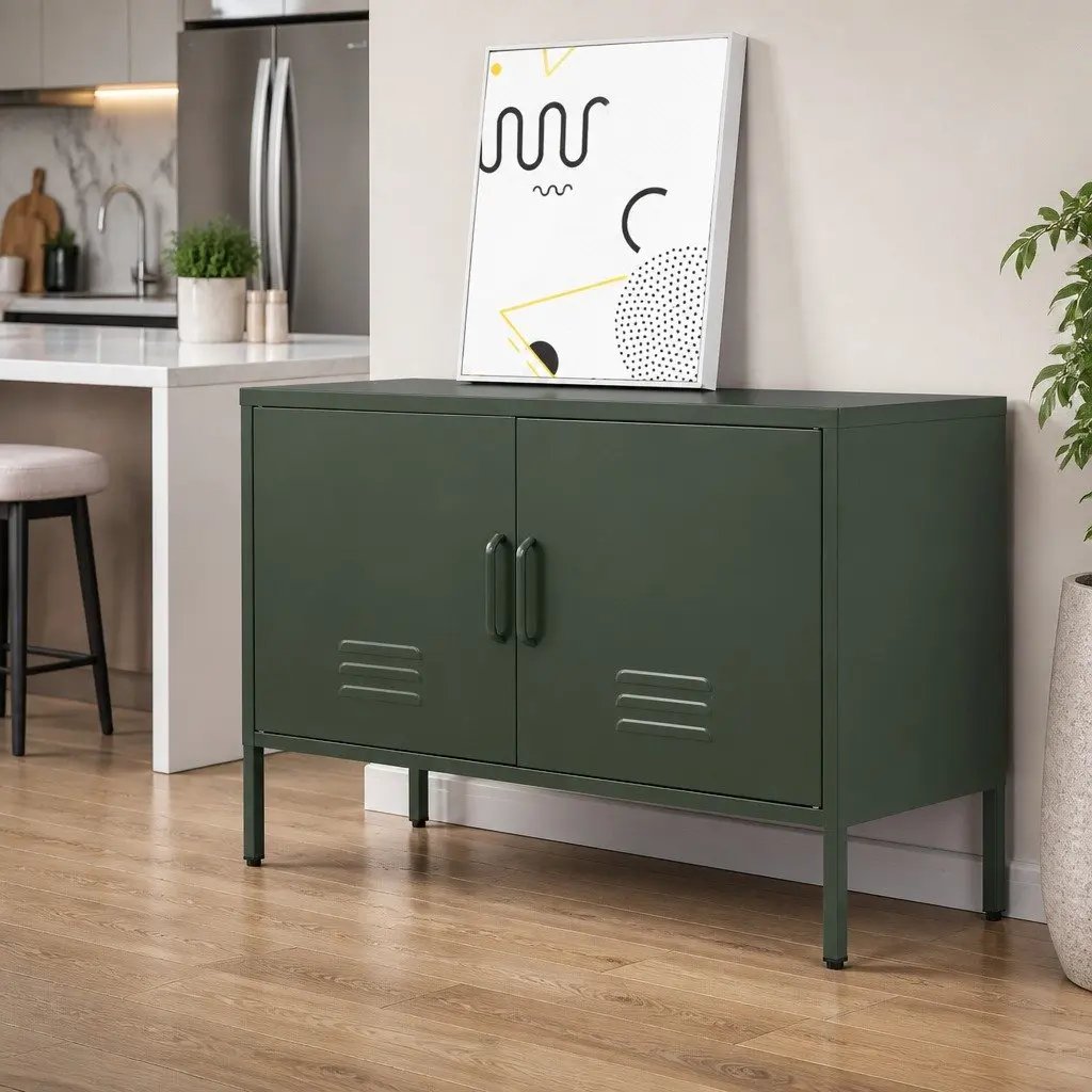 Metal Storage Buffet Sideboard with Adjustable Shelf