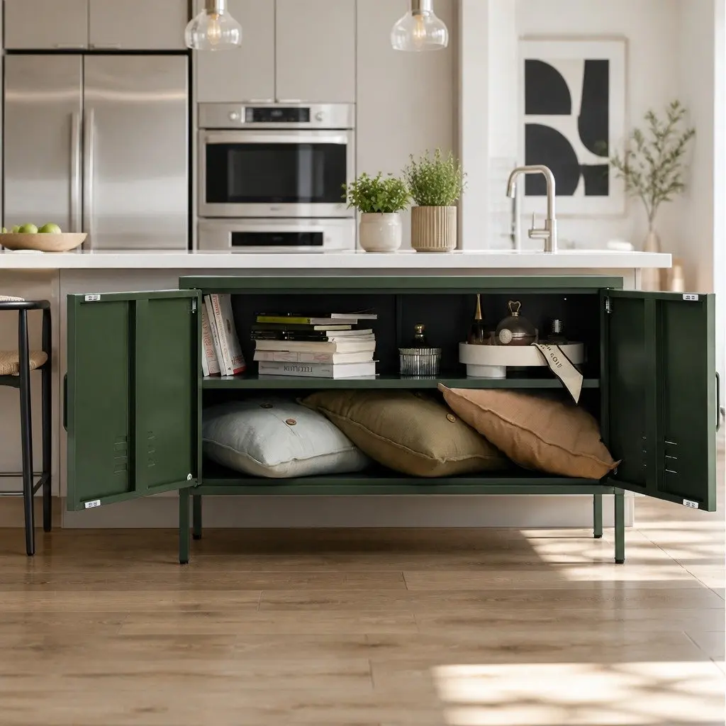 Metal Storage Buffet Sideboard with Adjustable Shelf