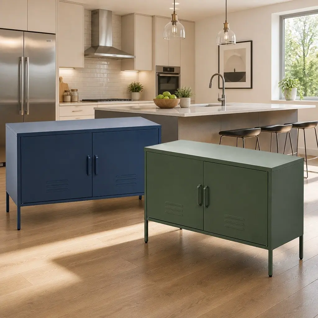 Metal Storage Buffet Sideboard with Adjustable Shelf