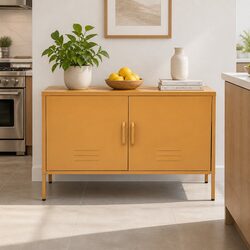 Stylish Yellow Metal Buffet Sideboard with Ample Storage