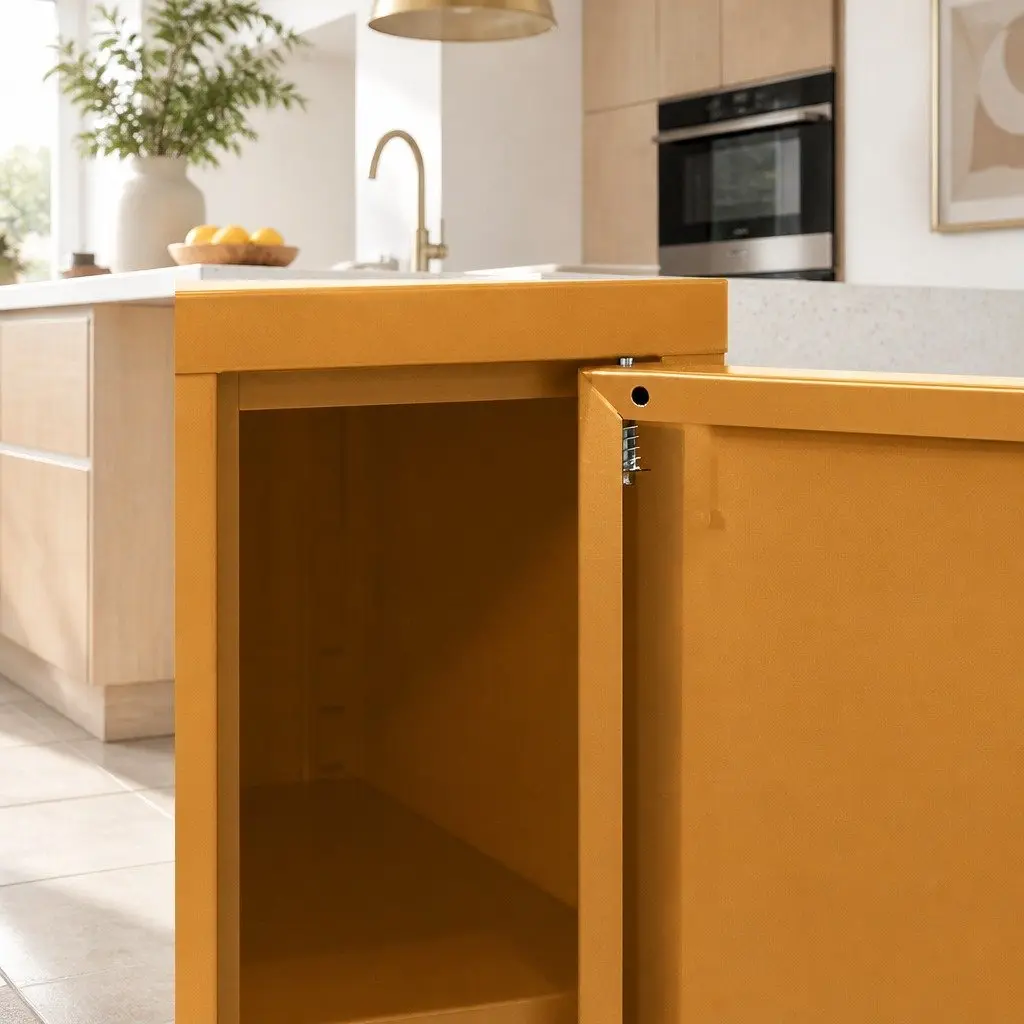 Metal Sideboard Buffet Cabinet Cold Rolled Steel 100cm Yellow