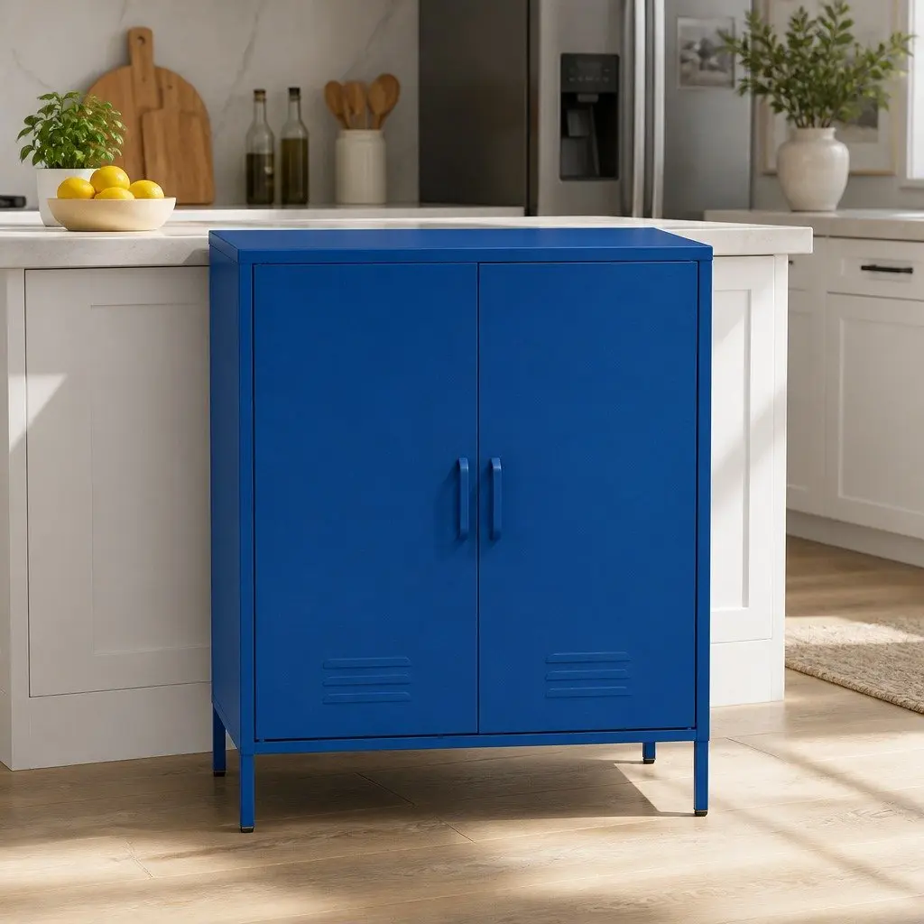 Blue Metal Sideboard Cabinet for Storage