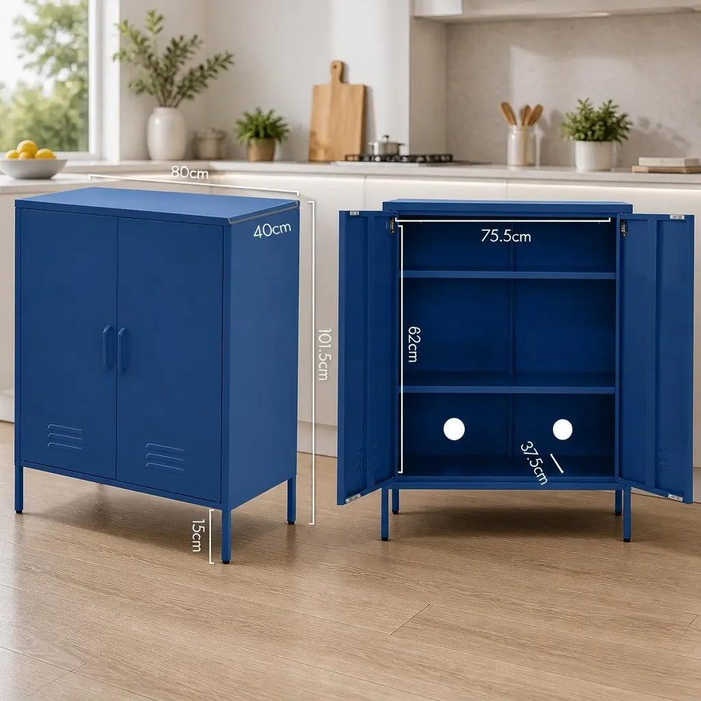 Blue Metal Sideboard Cabinet for Storage
