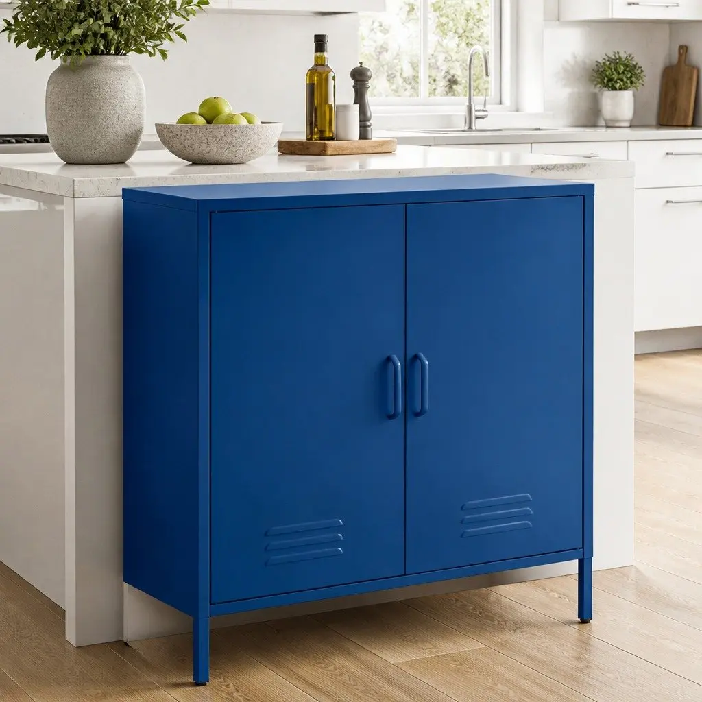 Blue Metal Sideboard Cabinet for Storage