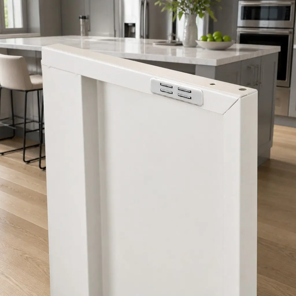 White Metal Buffet Sideboard with Adjustable Shelves
