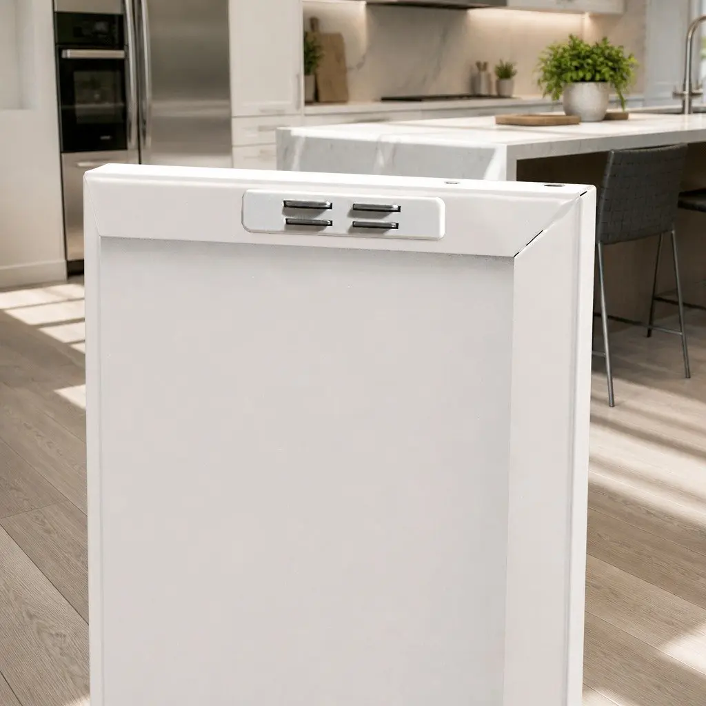 White Metal Buffet Sideboard with Adjustable Shelves