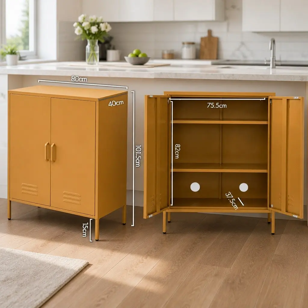 Buffet Sideboard Cabinet Cold Rolled Steel 80cm Yellow