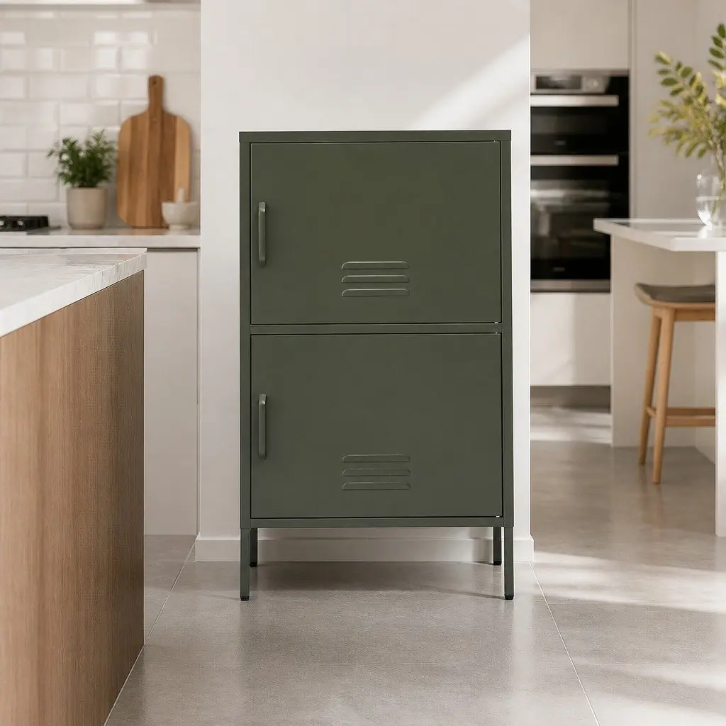 Green Metal Buffet Sideboard Cabinet for Dining