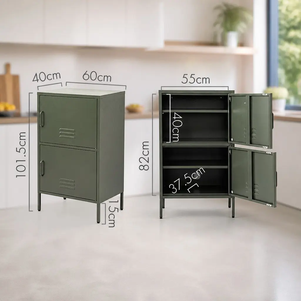 Green Metal Buffet Sideboard Cabinet for Dining