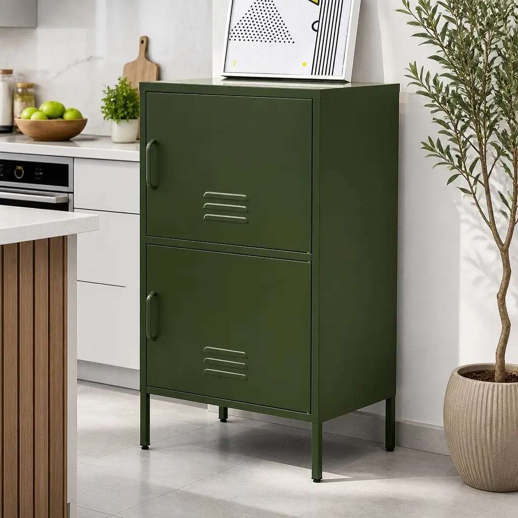 Green Metal Buffet Sideboard Cabinet for Dining