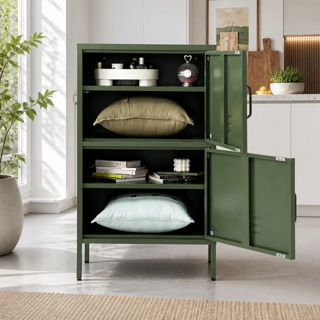 Green Metal Buffet Sideboard Cabinet for Dining