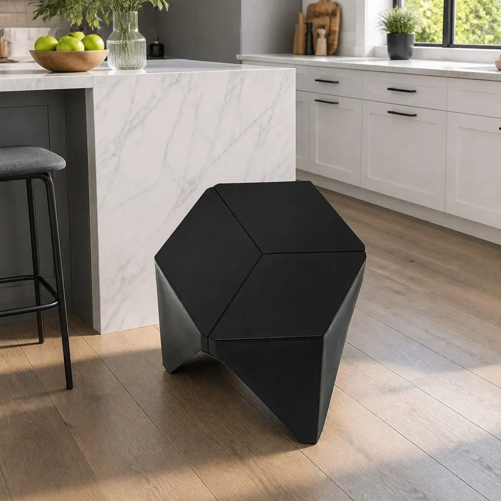 Bar Stools Set of 2 Puzzle Design Stackable Modern Home Indoor Outdoor Black