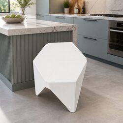 4PC Puzzle Stackable Bar Stools White Modern Design Seat Storage Versatile Use