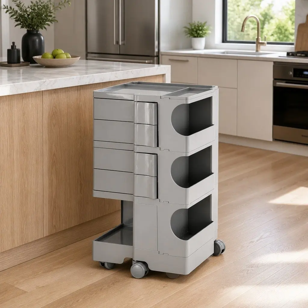 Storage Trolley PP 5 Tier Cart Organiser 41cm x 43.5cm x 73.5cm Grey