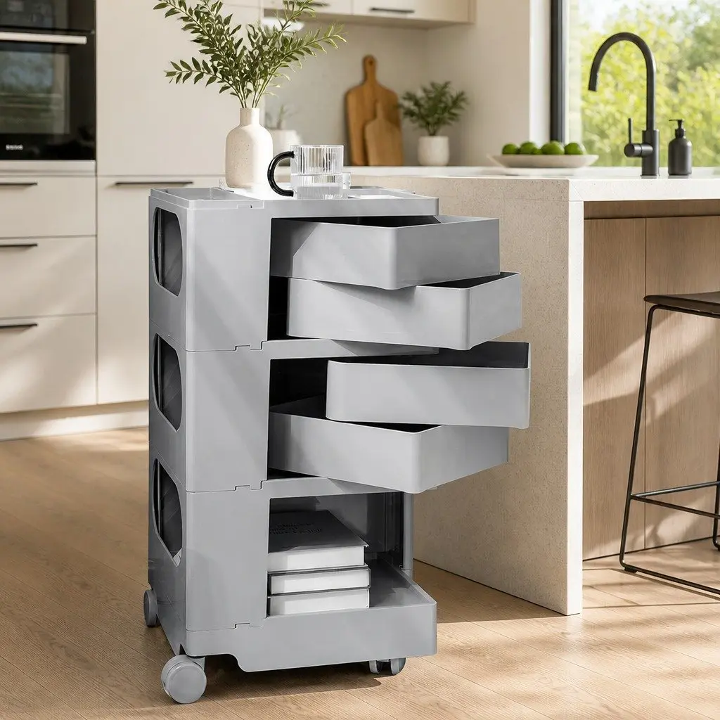 Storage Trolley PP 5 Tier Cart Organiser 41cm x 43.5cm x 73.5cm Grey