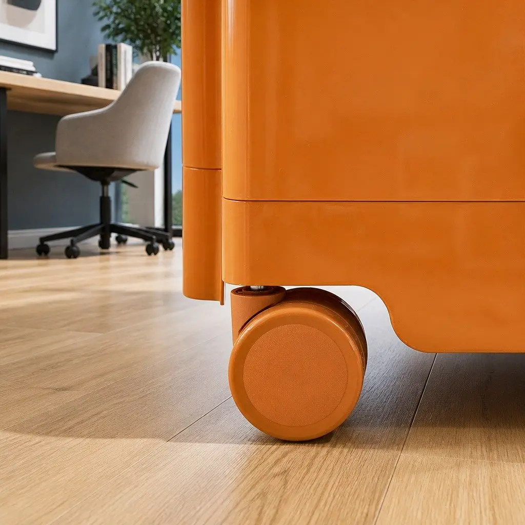 5 Tier Storage Trolley with Orange Wheels and Solid Build