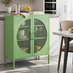 Durable Light Green 2-Door Buffet Sideboard Storage Cabinet
