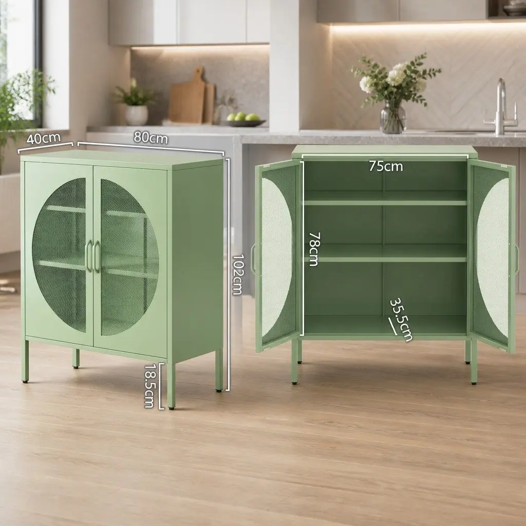 Light Green 2-Door Buffet Sideboard Storage Cabinet