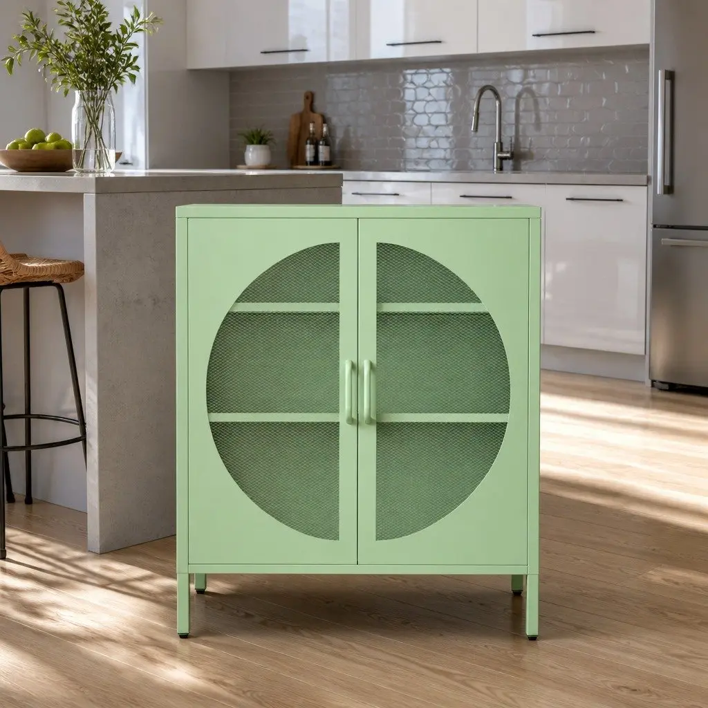 Light Green 2-Door Buffet Sideboard Storage Cabinet