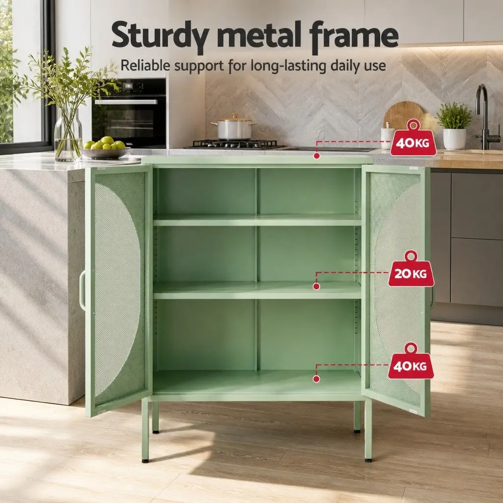 Light Green 2-Door Buffet Sideboard Storage Cabinet