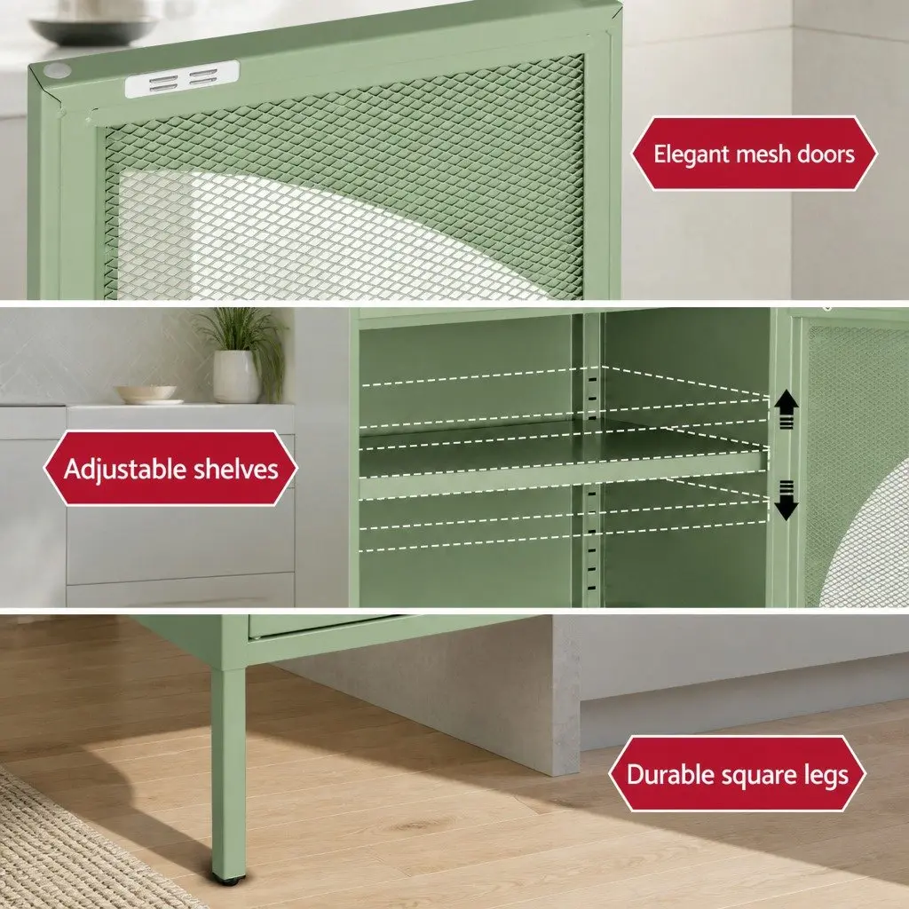 Light Green 2-Door Buffet Sideboard Storage Cabinet