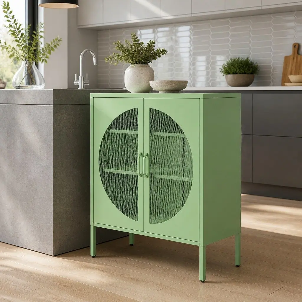 Light Green 2-Door Buffet Sideboard Storage Cabinet