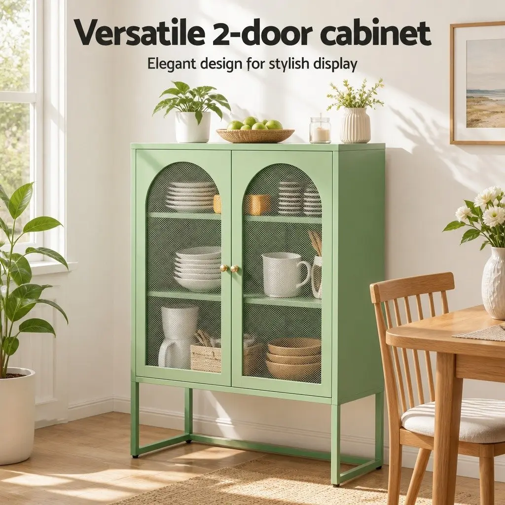 Buffet Sideboard Cabinet Cold Rolled Steel 85cm x 40cm x 120cm Light Green 2 Door Storage Unit Set
